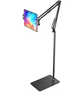 Tablet Floor Stand & Kindle Holder, Overhead Bed Reading Stand with 360° Rotatable Clamp and Heig...