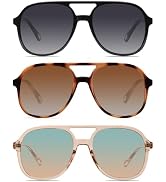 YDAOWKN Retro Square Aviator Sunglasses for Womens Mens Vintage 70s Double Bridge Sun Glasses