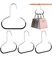 HOMEBROS Purse Hanger, Small Metal Purse Handbag Hooks with Rubber Coated for Closet, Black, 4 Pcs