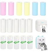 Vicbear 16 Rolls Mini Printer Paper, Including 5 Thermal Sticker Paper Rolls, 6 Colored, and 5 Wh...