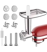 Metal Meat Grinder Attachment for KitchenAid Stand Mixers, Food Grinder Attachment Includes 4 Gri...