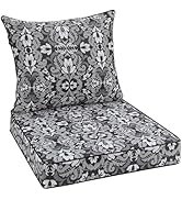 Favoyard Outdoor Seat Cushion 24 x 24 x 4 in Waterproof Pattern Fade Resistant Cover Removable Pa...