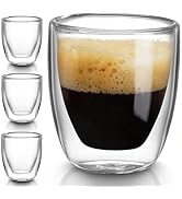 10oz Double Wall Espresso Cups Set of 4, Clear Expresso Shots Cup, Double Wall Insulated Espresso...