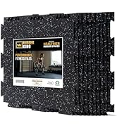 Rubber King 10 Piece Interlocking Tiles 19" x 19" x 6mm - 100% Recycled Rubber Gym Floor Tiles, E...