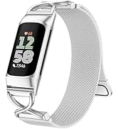 JKD X-Shape Metal Band Compatible with Fitbit Charge 6/ Charge 5 Bands for Women Men, Soft Stainl...