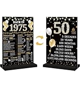 Roetyce 50th Birthday Decorations Gift for Women Men, Black Gold Back in 1975 Poster Acrylic Sign...