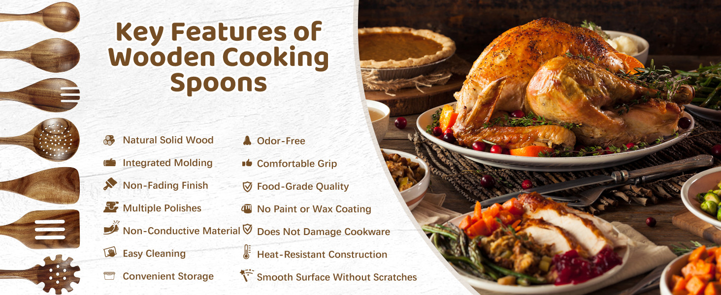 Key Features of Wooden Cooking Spoons