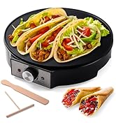 UVFAST Electric Crepe Maker 12'' &amp; Griddle - Non-Stick Pan With Spreader for Roti, Tortilla, Blin...