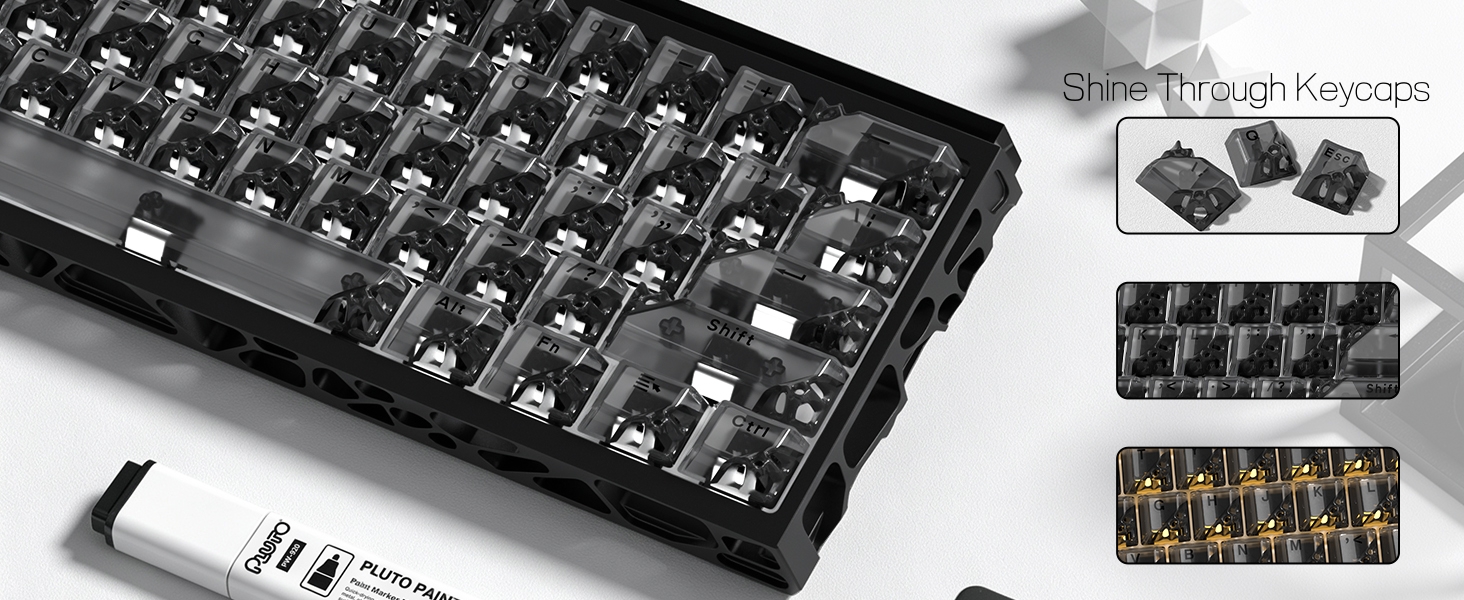 Clear Keycaps, Pink Shine Through Keycaps, Jelly Keycap Transparent keyboard Caps