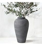 Large Ceramic Flower Vase 11 Inches, YBX Black Rustic Ceramic Vase, Decorative Farmhouse Tall Vas...
