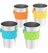 Rich&amp;Ray 4 Pack Magnetic Fridge Cups, 12oz Reusable Hanging on Fridge Magnetic Hanging Cup, Stain...