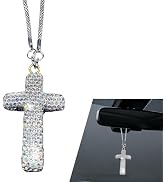 winterrock Cross for Car Rear View Mirror Charm, Bling Crystal Car Mirrors Hanging Ornament, Reli...