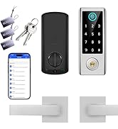 BEBASIA Smart Fingerprint Door Lock with Handle Set, Full App Control, Keyless Entry Door Lock, E...