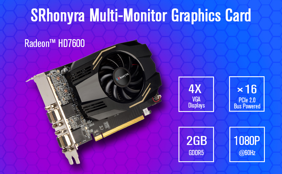 SRhonyra multiple monitors graphics card HD7600 2GB 4vga 1080P