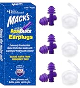 Mack's AquaBlock Swimming Earplugs, 3 Pair - Comfortable, Waterproof, Reusable Silicone Ear Plugs...