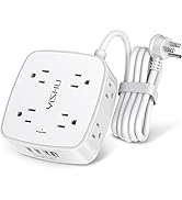 6 Ft Surge Protector Power Strip - 8 Widely Outlets with 4 USB Ports, 3 Side Outlet Extender with...