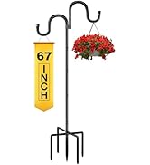 Doseno Double Shepherds Hooks for Outdoor Heavy Duty, Adjustable Shepherds Hook for Bird Feeder w...