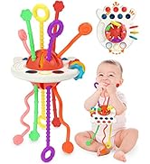 Yetonamr Baby Sensory Montessori Toy for 6-12-18 Months, Pull String Silicone Teething Toy, Educa...