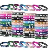 IDREAMBAND Bible Verse Bracelets – 80 Pcs Silicone Bracelets Bulk Jesus Bracelets – Cute Christia...