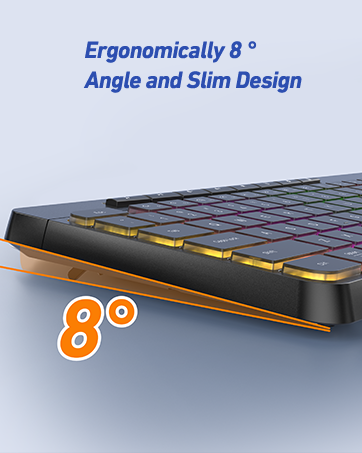 Ergonomically 8 degree angle