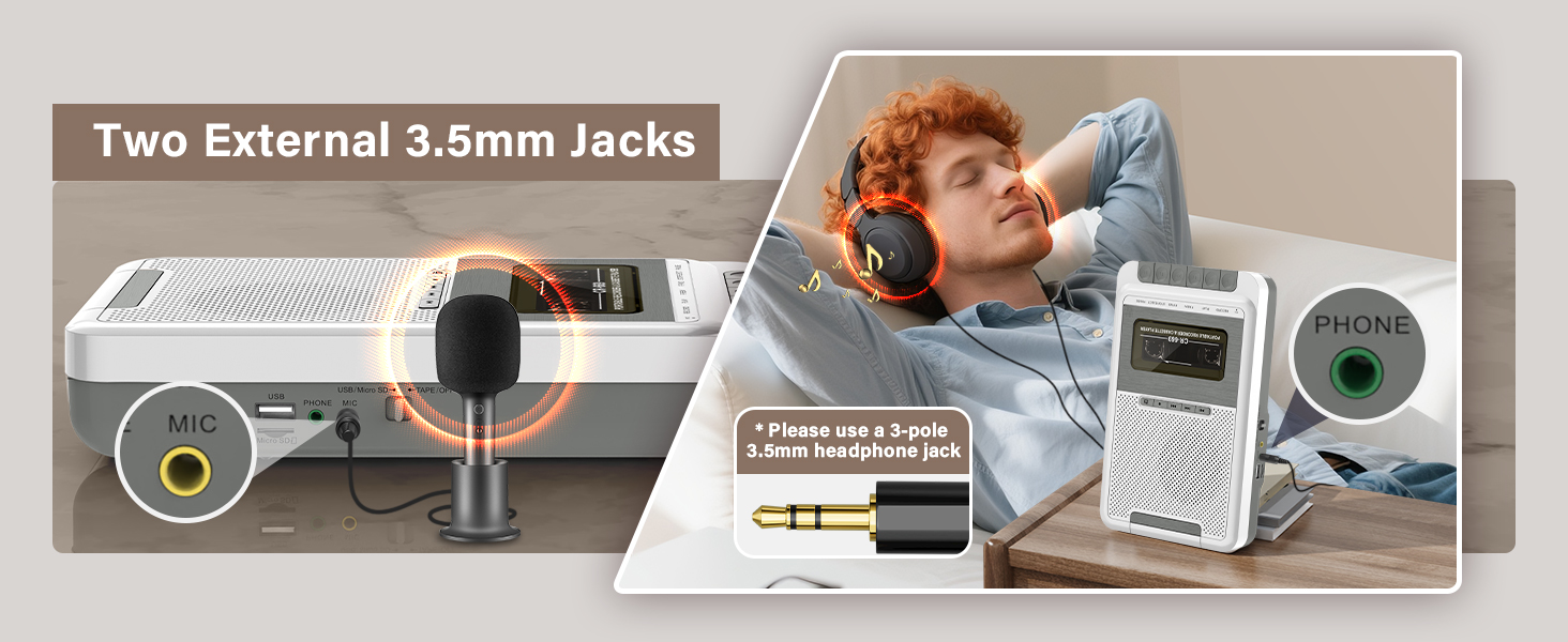 cassette player with headphone
