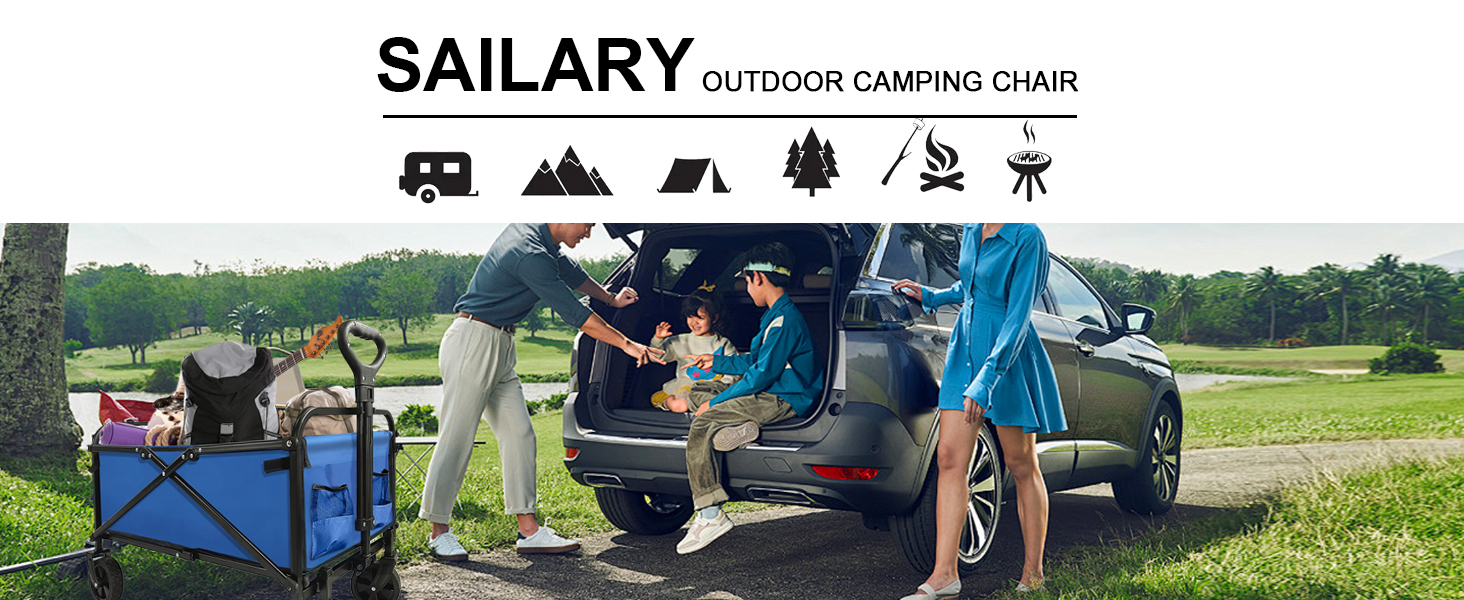 foldable camping wagon with small wheel