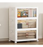 SAILUN 165QT/41Gal Stackable Storage Bins with Lid, Collapsible Storage Bins With Doors and Wheel...
