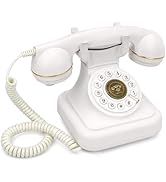 Retro Landline Telephone, Uvital Vintage Corded Telephone Push Button Rotary Look, Retro Corded D...