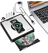 NOLYTH External CD Drive for Laptop: Portable USB C DVD Player with 15W Wireless Charger - Optica...
