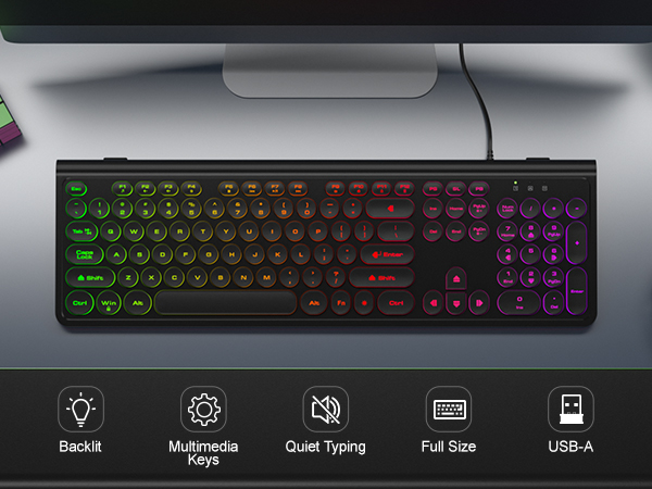 Backlit Wired USB Keyboard