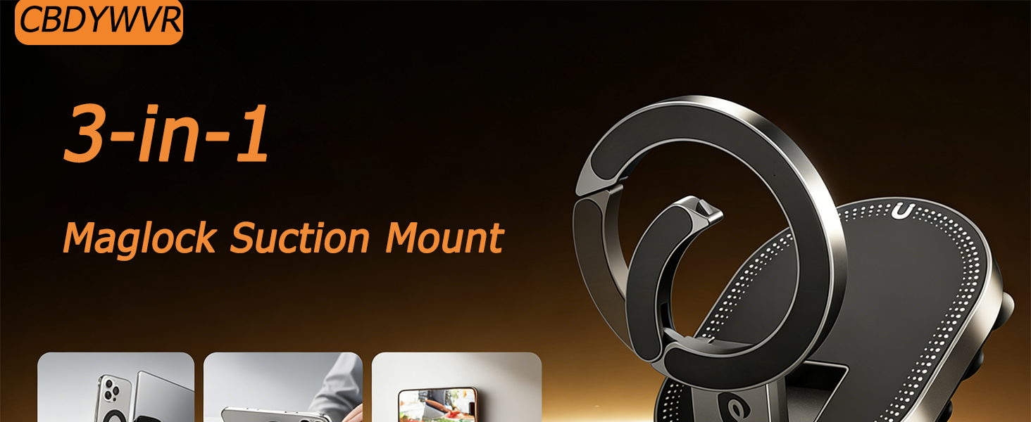 3-in-1 Magnetic Suction Cup Phone Mount with Suction