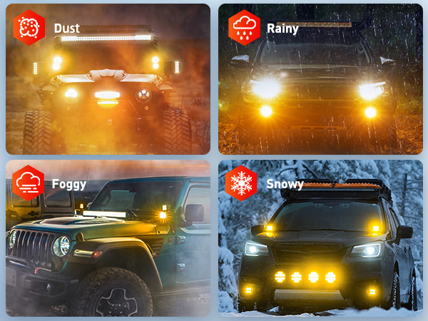 4 Inch 60W Amber LED Pods with Wiring Harness kit