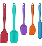 HOTEC Food Grade Silicone Rubber Spatula Set for Baking, Cooking, and Mixing High Heat Resistant ...