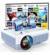 FUDONI Projector with WiFi and Bluetooth, Upgrade 5G WiFi Native 1080P 14000L 4K Supported, Porta...