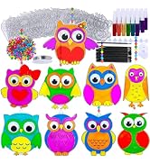 Winlyn 27 Sets Owl Suncatchers Ornaments Decorations DIY Window Paint Art Suncatchers Owl Craft K...