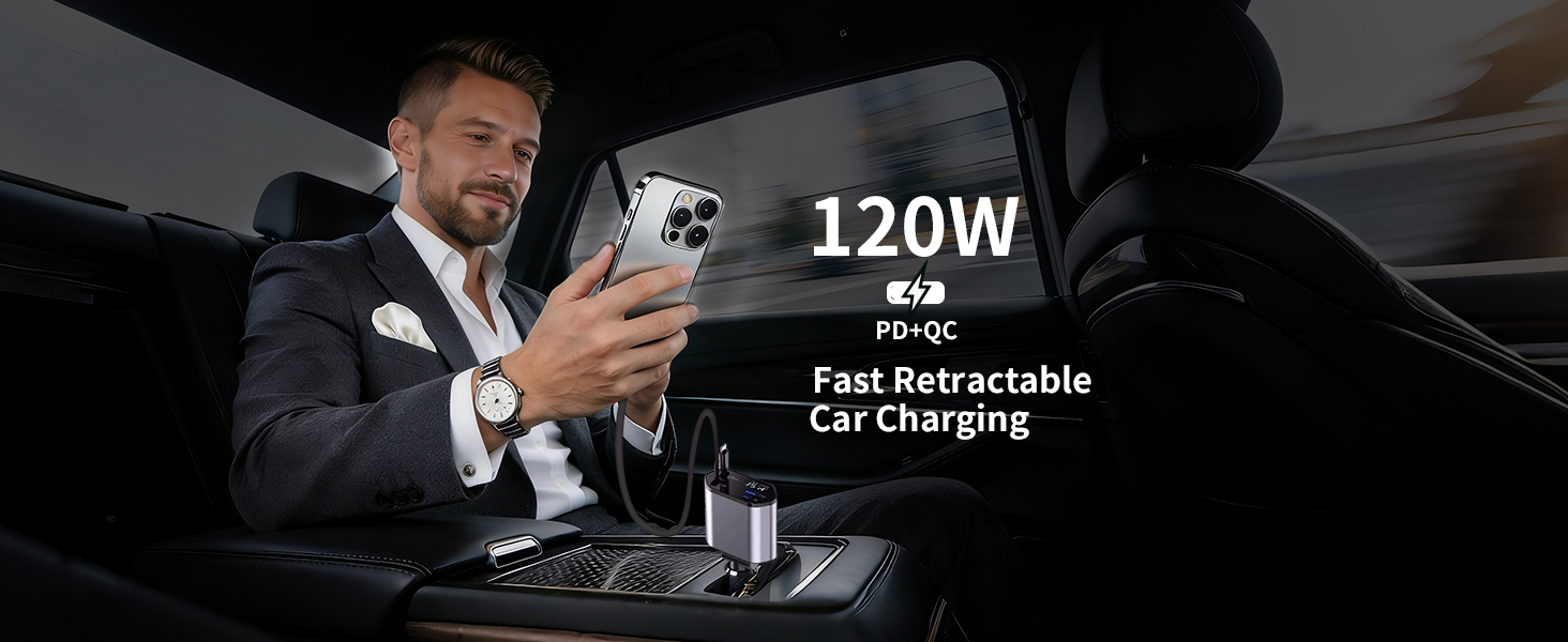 YAOKEEP Car Charger – 120W Ultra-High Power, Blazing-Fast Charging