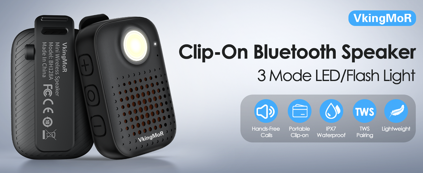 clip on bluetooth speaker with led
