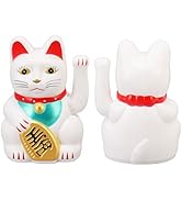 GOWENIC 4 Inch Lucky Cat Happiness and Wealth,Lucky Cat Waving Arm Bright Colors,Good Luck Cat Ba...
