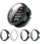 Eiavike 4 Pack Hard PC Screen Protector Case Compatible with Google Pixel Watch 3 45mm, with 9H T...