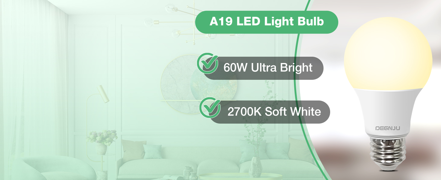A19 LED LIght BUlbs 60w soft white 2700k warm white