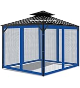 Gazebo Universal Replacement Mosquito Netting, 10' x 10' Outdoor Mesh Netting Screen 4-Panel Side...