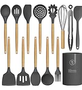14 Pcs Silicone Cooking Utensils Kitchen Utensil Set - 446°F Heat Resistant,Turner Tongs, Spatula...