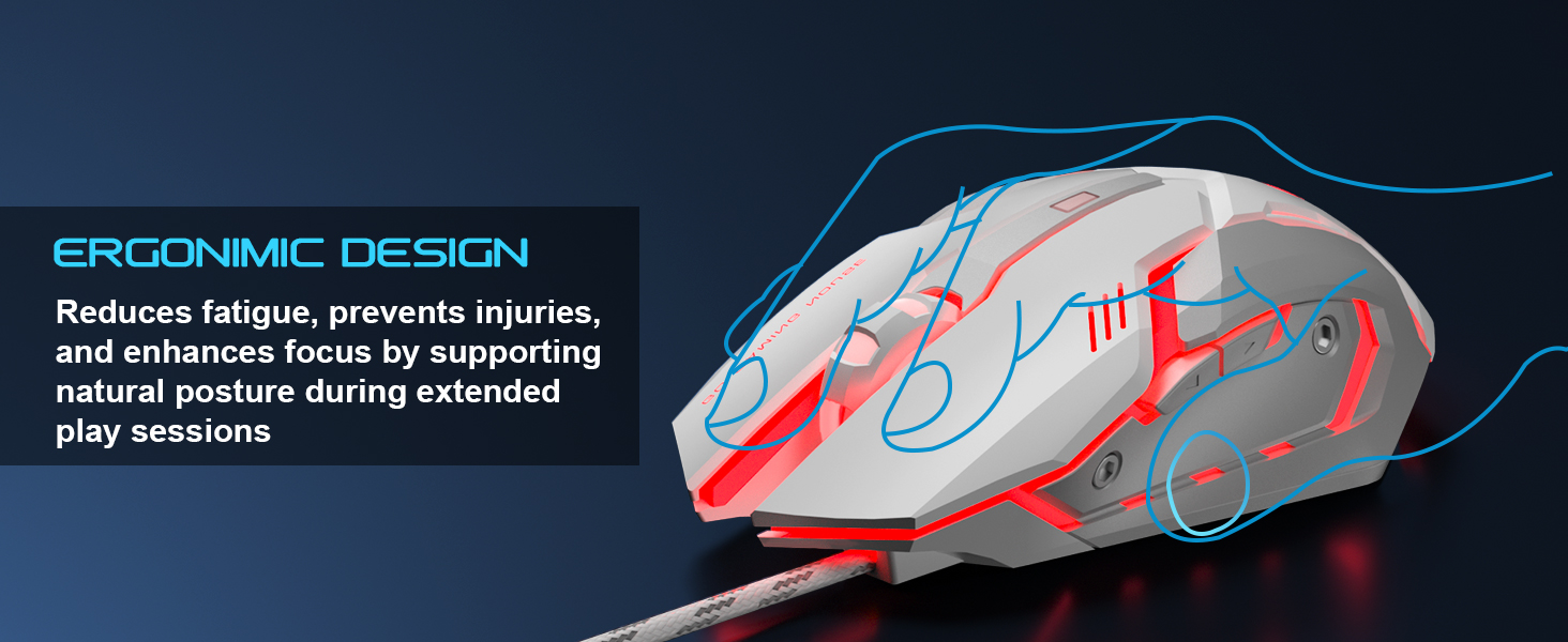 ergonomic gaming mouse backlight