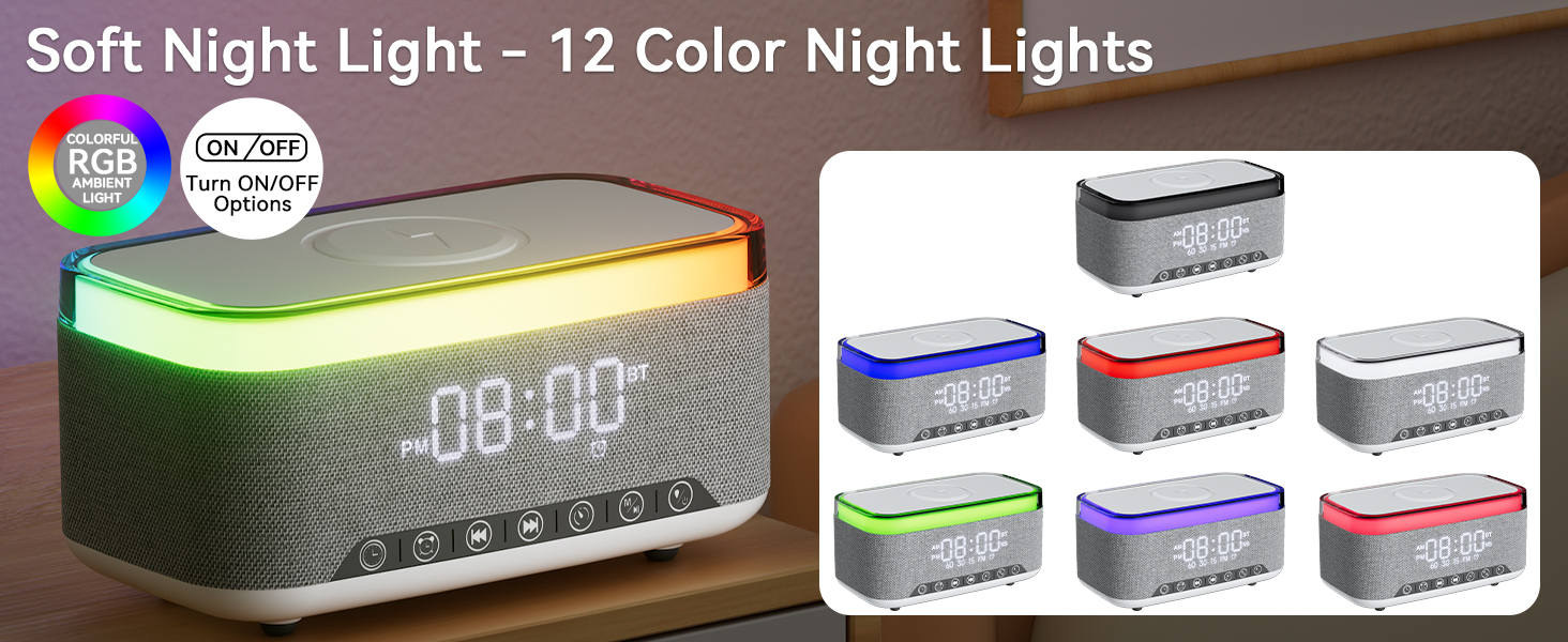 Wireless Charging Alarm Clock Speaker