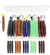 Lilureena 40 Pcs Senko Worms Fishing 2.5''Soft Lures Plastic Bait Jig Head Kit Plastic Worms Kit ...