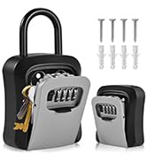 Locilot L Large Key Lock Box, 4.5”x3.7”x1.5” Waterproof Kirsite Combination Lockbox for Keys Outd...