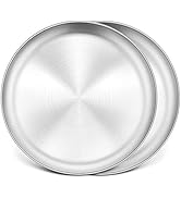 13½ Inch Pizza Pan Set of 2, P&amp;P CHEF Stainless Steel Pizza Tray, Round Pizza Plate For Pie Cooki...