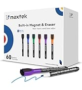 maxtek 60 Count Magnetic Dry Erase Markers, Fine Tip, 6 Colors, Low Odor Whiteboard Markers with ...
