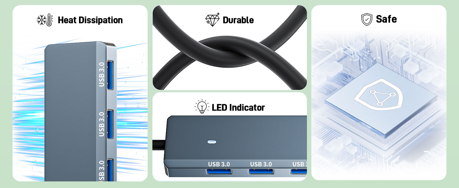 Slim Thunderbolt 3/4 Data USB Hub Compatible for MacBook Pro/Air, iPad Pro, Dell, Keyboard
