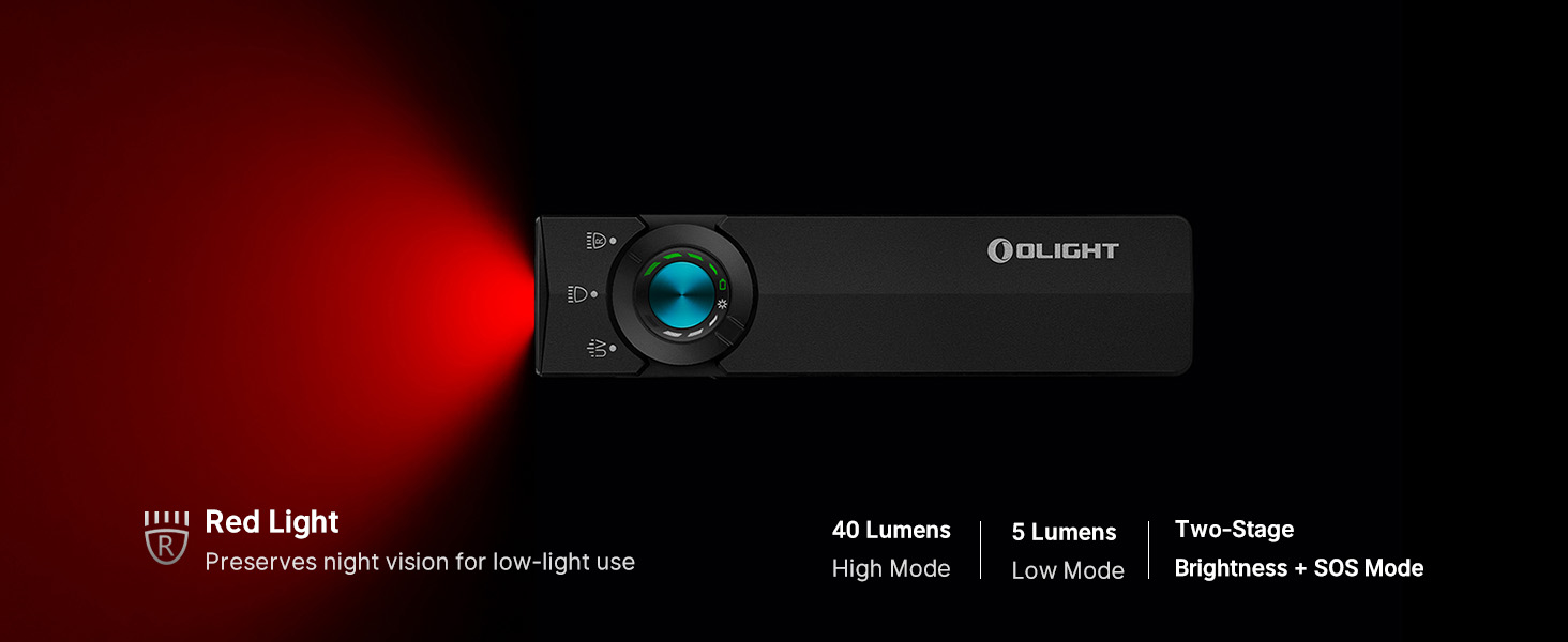 The red light helps your natural night vision for camping, hiking and cycling